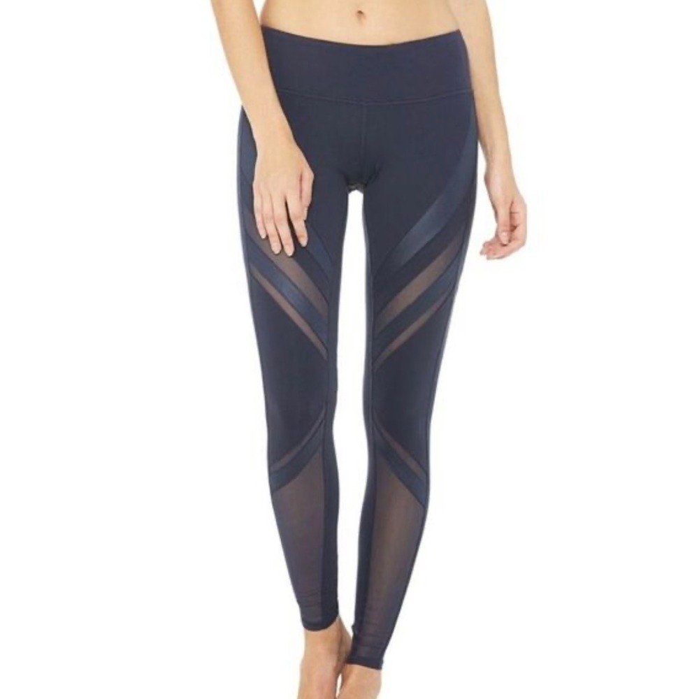 ALO Yoga Epic Leggings Mesh Athletic Workout Navy Size XXS